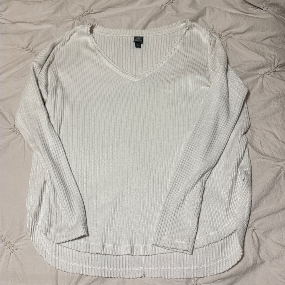 Wild Fable Cream Ribbed Knit Top